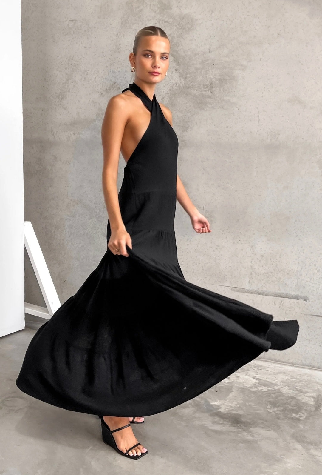 Black Cotton Dress | Maxi Dress | Cotton Dress | Black Dress | Flair Dress