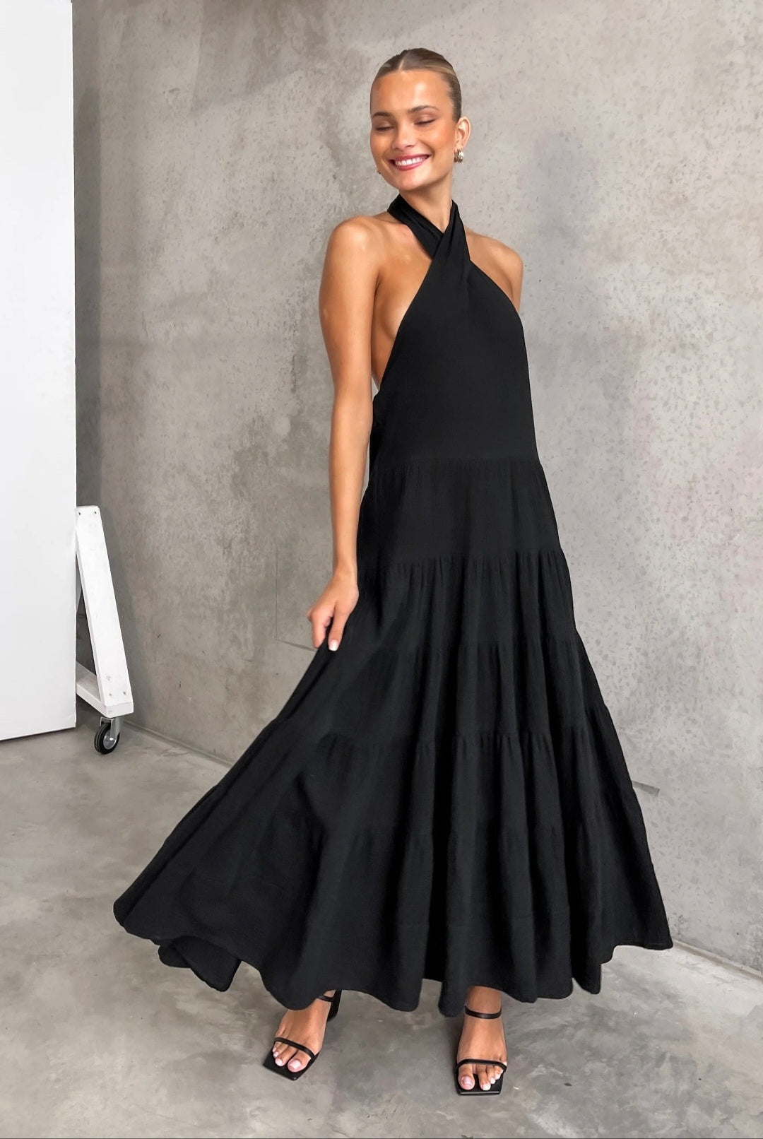 Black Cotton Dress | Maxi Dress | Cotton Dress | Black Dress | Flair Dress