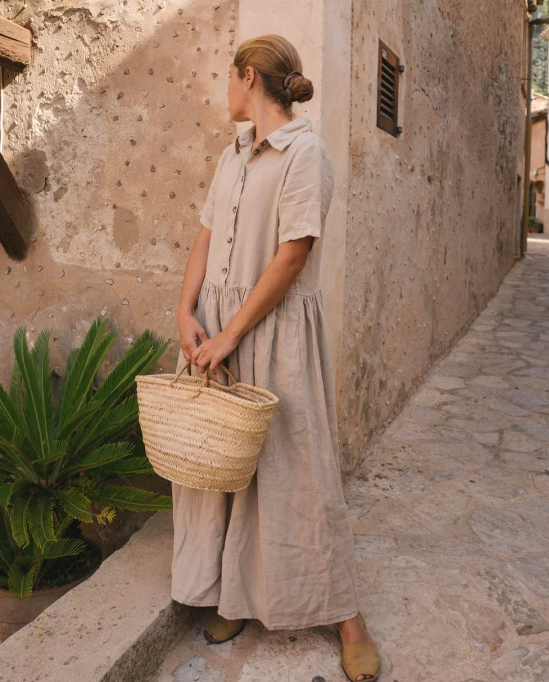 Beige Linen Shirt Maxi Dress | Maxi Dress | Linen Dress | Linen Clothing | 100% Organic Linen